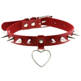 Punk Goth Red PU Leather Choker Collar Sexy Spike Neck Strap Clavicle Necklaces