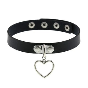 Punk Gothic Leather Heart Cross Choker Necklace Women Spike Rivet Neck Jewelry
