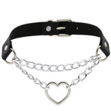 Punk Gothic Leather Heart Cross Choker Necklace Women Spike Rivet Neck Jewelry