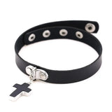 Punk Gothic Leather Heart Cross Choker Necklace Women Spike Rivet Neck Jewelry