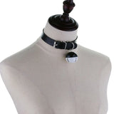 Punk Gothic Choker Necklace Leather Collar Hauling Chain Bell Choker
