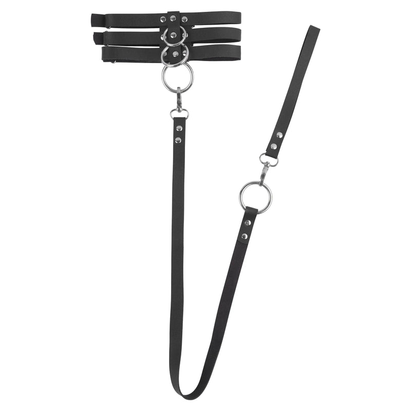 Punk Gothic Choker Necklaces Rivet Metal Traction Rope Bondage Collar