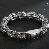 Punk Gothic Men's Bracelet Silver Skull Skeleton Chain