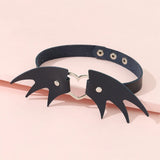 Punk Gothic PU Leather Bat Wing Choker Necklace For Women Girls
