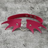 Punk Gothic PU Leather Bat Wing Choker Necklace For Women Girls