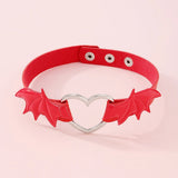 Punk Gothic Wing Chokers Collar Necklace Women Metal Hollow Heart Jewelry