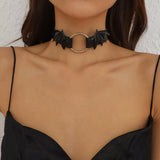 Punk Gothic Wing Chokers Collar Necklace Women Metal Hollow Heart Jewelry