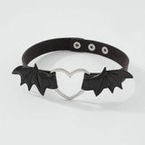 Punk Gothic Wing Chokers Collar Necklace Women Metal Hollow Heart Jewelry