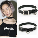 Gothic Punk Rock Choker Leather Collar Necklace