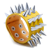Punk Gothic Rock Leather Bracelet 3 Rows Spikes Rivet Cone Stud Biker Bangle