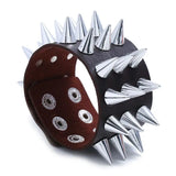 Punk Gothic Rock Leather Bracelet 3 Rows Spikes Rivet Cone Stud Biker Bangle