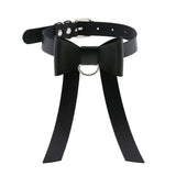 Punk Gothic Bow Collar Leather Choker Necklace for Women