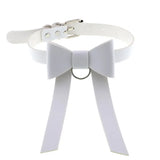 Punk Gothic Bow Collar Leather Choker Necklace for Women