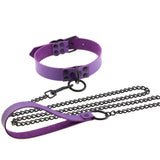 Punk Gothic Purple Leather Heart Choker Necklace for Women
