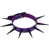 Punk Gothic Purple Leather Heart Choker Necklace for Women