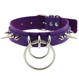 Punk Gothic Purple Leather Heart Choker Necklace for Women