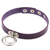 Punk Gothic Purple Leather Heart Choker Necklace for Women