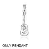 Punk Guitar Shape Pendant Necklace Stainless Steel Men Women Jewelry