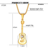 Punk Guitar Shape Pendant Necklace Stainless Steel Men Women Jewelry