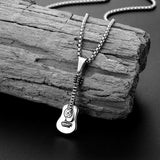 Punk Guitar Shape Pendant Necklace Stainless Steel Men Women Jewelry