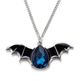 Punk Halloween Bat Necklace Red Zircon Pendant Chain Jewelry Gift