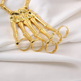 Punk Halloween Metal Skeleton Hand Bracelet with Ring