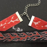 Harajuku Flame Embroidery Choker Rock Necklace