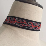 Harajuku Flame Embroidery Choker Rock Necklace