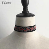 Harajuku Flame Embroidery Choker Rock Necklace