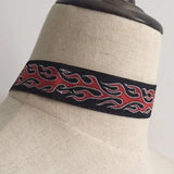 Harajuku Flame Embroidery Choker Rock Necklace
