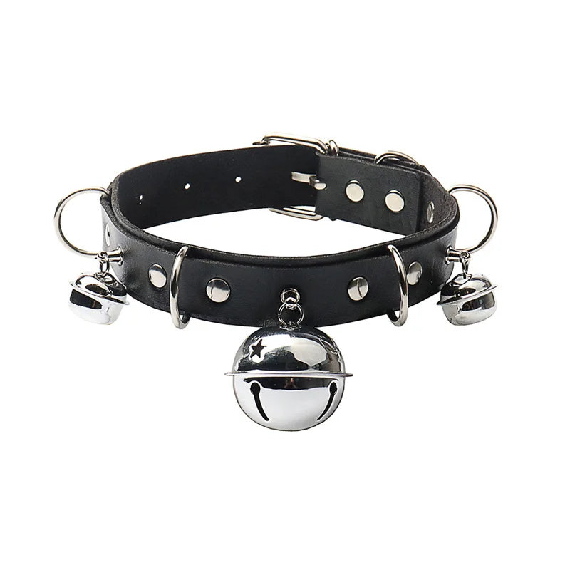 Punk Harajuku Leather Choker Bells Collar Necklace