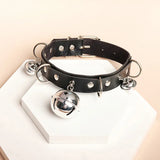 Punk Harajuku Leather Choker Bells Collar Necklace