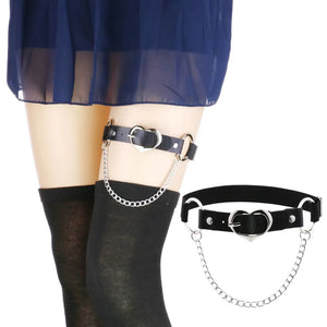 Punk Heart Leg Strap Belt Chain Thigh Harness Women Girls