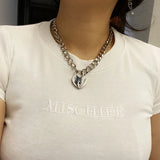 Heart Shape Lock key Pendant Necklace Silver Metal For Women Hip Hop Harajuku