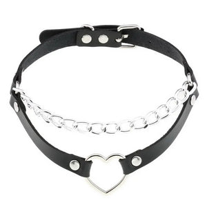 Punk Heart Pendant Necklace Sexy Collar Choker