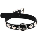 Punk Heart Rivet Collar Leather Choker Necklace for Women