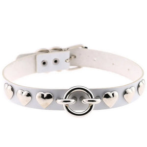 Punk Heart Rivet Collar Leather Choker Necklace for Women