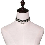 Punk Heart Rivet Collar Leather Choker Necklace for Women