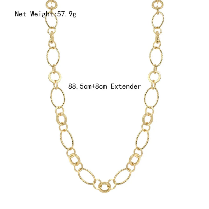 Punk Hip Cuban Link Chain Rapper Men Necklaces Metal Alloy Long Chain