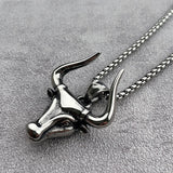 Punk Hip Hop Bullfight Bull Head Necklace Stainless Steel Jewelry