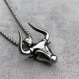 Punk Hip Hop Bullfight Bull Head Necklace Stainless Steel Jewelry