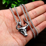 Punk Hip Hop Bullfight Bull Head Necklace Stainless Steel Jewelry
