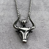 Punk Hip Hop Bullfight Bull Head Necklace Stainless Steel Jewelry