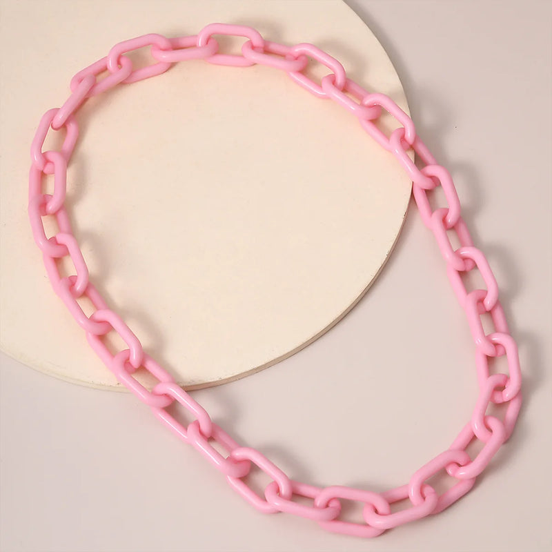 Punk Hip Hop Chunky Necklace Acrylic Cuban Link Chain
