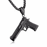 Punk Hip Hop Gun Pendant Necklace For Men Stainless Steel
