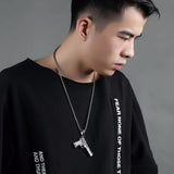Punk Hip Hop Gun Pendant Necklace For Men Stainless Steel