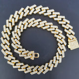 Punk Hip Hop Iced Out Rhinestones Chain Necklace 15mm Crystal Cuban Link Choker