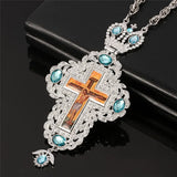 Punk Hip Hop Silver Pectoral Cross Crucifix Necklace