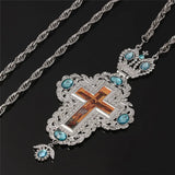 Punk Hip Hop Silver Pectoral Cross Crucifix Necklace