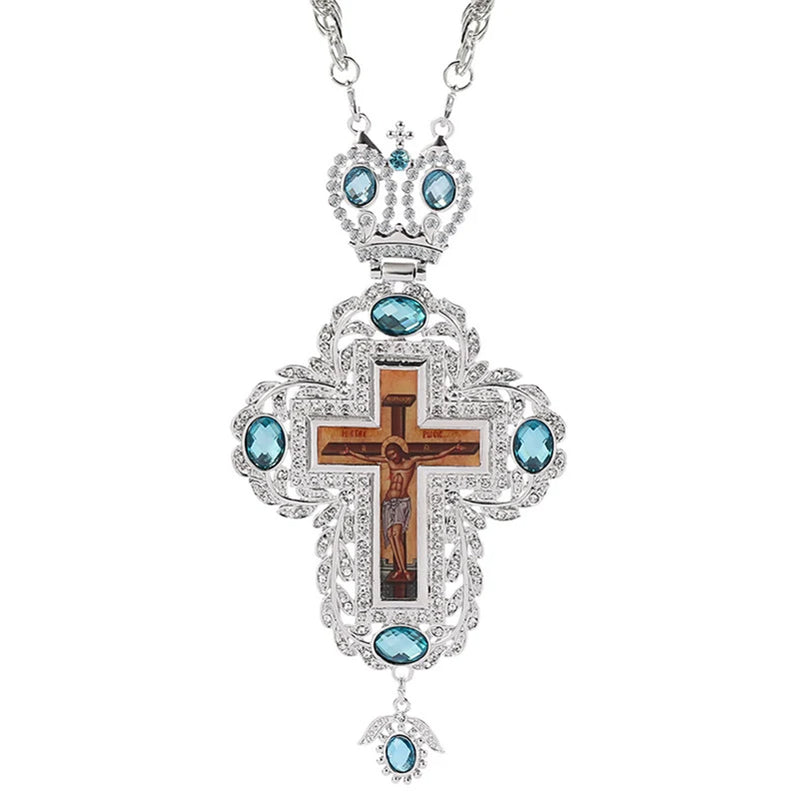 Punk Hip Hop Silver Pectoral Cross Crucifix Necklace